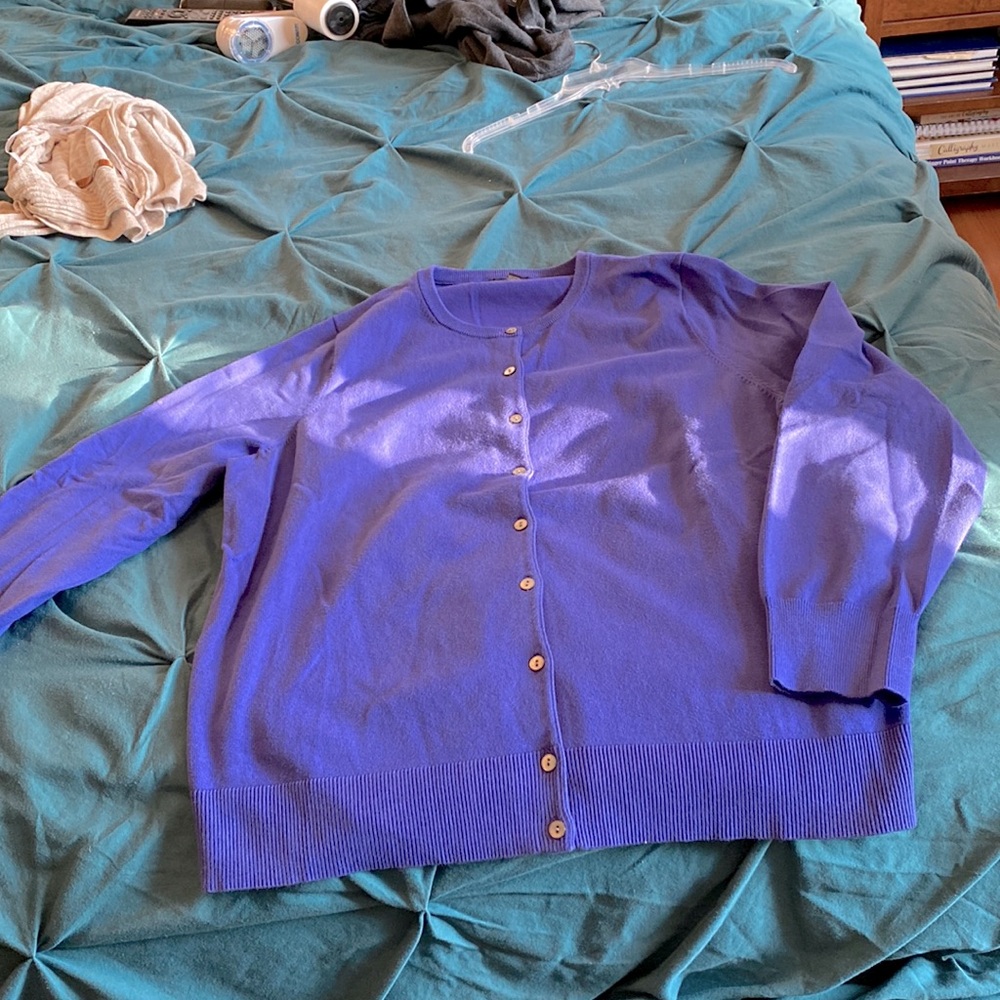 Blue button front cardigan